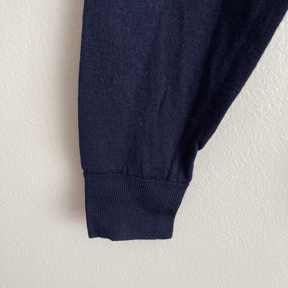 Uniqlo 100% Wool Crewneck Long Sleeve Sweater Mens Medium Navy Classic Preppy - Picture 4 of 8